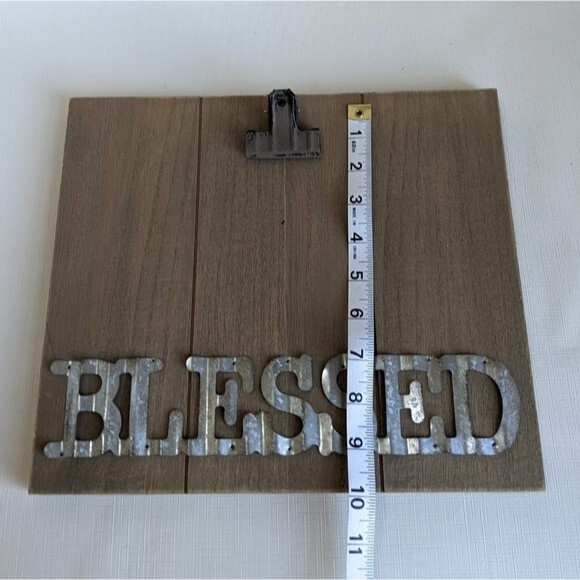 Blessed Farmhouse Decor Photo Clip Picture Wooden Frame Rustic Look Metal Text - Picture 4 of 9